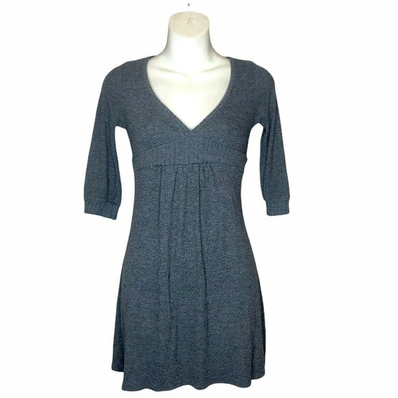 Kimche Blue V-Neck Tunic Dark Grey Women's Top 3/4 Sleeve Form Fitting Size S - Picture 1 of 8
